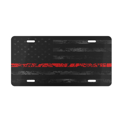 Firefighter Vanity Plate, Thin Red Line Metal License Plate, Car Tag, Fireman Gift, Fire Department Decor, Custom Firefighter ID Tag