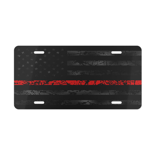 Firefighter Vanity Plate, Thin Red Line Metal License Plate, Car Tag, Fireman Gift, Fire Department Decor, Custom Firefighter ID Tag