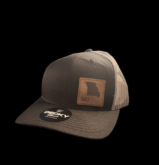 State Leather Patch Hat - state, leather hat, patch hat, missouri,