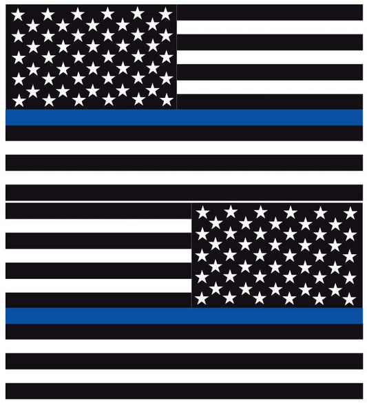 THIN BLUE LINE AMERICAN FLAGS REFLECTIVE WINDOW DECAL