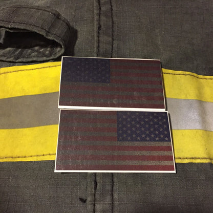 AMERICAN FLAGS SUBDUED RED WHITE BLUE REFLECTIVE HELMET DECAL
