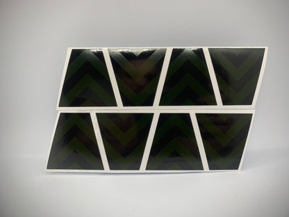 BLACKED OUT BLACK AND YELLOW CHEVRON REFLECTIVE HELMET (TET) TETRAHEDRON 8 PACK