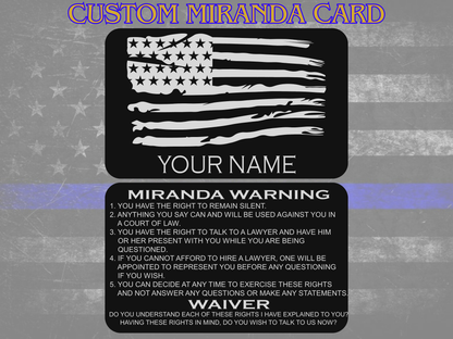 Custom Agency Metal Miranda Warning Card - law enforcement, metal, miranda card, laser engraved, police gift, police gift, trooper, sheriff, punisher (Copy)