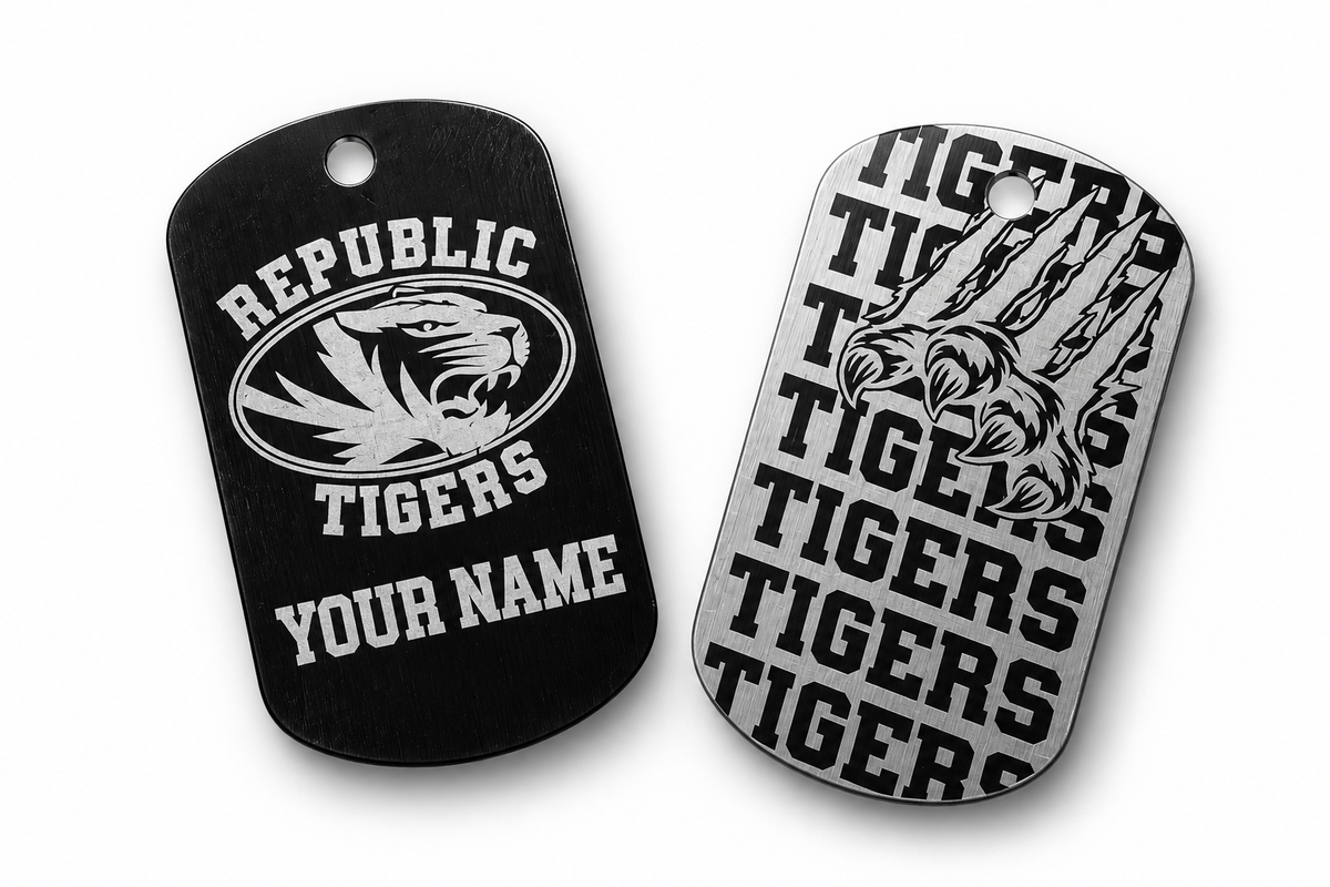 Custom Engraved Republic Tigers Dog Tag Keychain