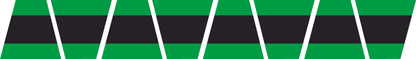 GREEN & BLACK TRIPLE STRIPE REFLECTIVE HELMET (TET) TETRAHEDRON 8 PACK