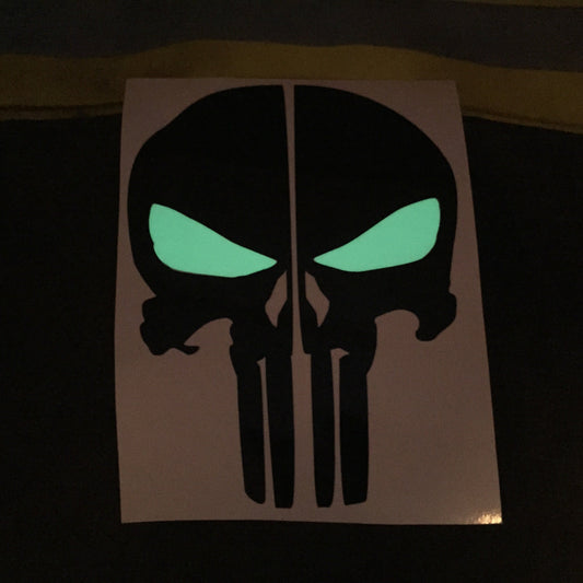 PUNISHER SKULL GLOW EYES REAR HELMET REFLECTIVE HELMET DECAL