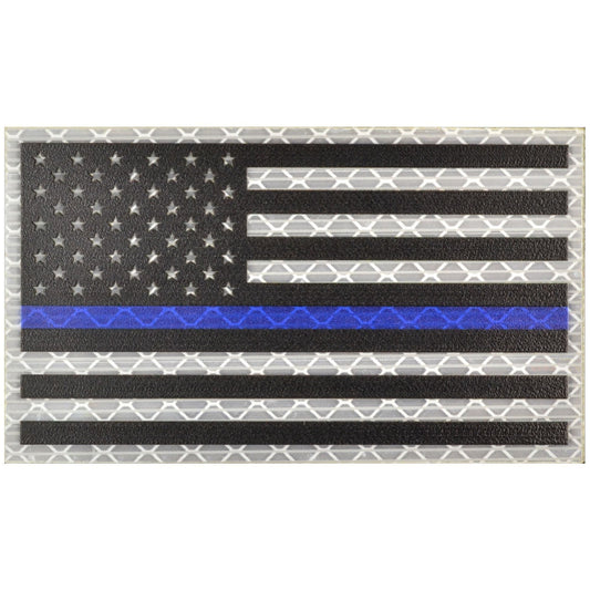 Reflective Printed Thin Blue Line US Flag - 2x3.5 Patch