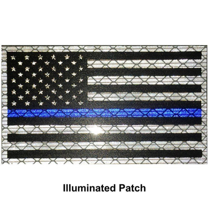 Reflective Printed Thin Blue Line US Flag - 2x3.5 Patch