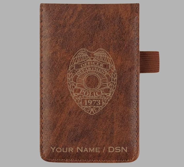 Custom Engraved Police Pocket Notebook Cover | Personalized Law Enforcement Notepad Holder | Badge, Patch, Logo & Name Engraving