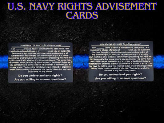 US Navy Rights Advisement Card - navy, rights card, rights advisement, security, police