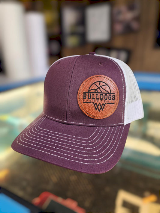 Custom Basketball Leather Patch Richardson Hat - snapback, leather patch hat, school, basketball, basketball leather, custom high school