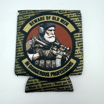 TGJ Neoprene TactiCooler - Beware of Old Men In Dangerous Professions