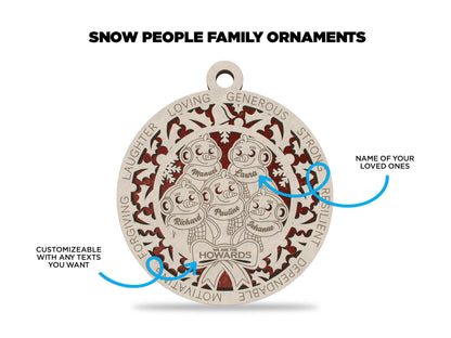 Custom Snow People Family Ornaments - Christmas ornaments, family Christmas, family ornaments