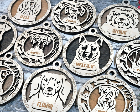 Adorable Dog Ornaments 2 - personalized, custom ornaments, dog ornaments, christmas, dog, pet ornament, boxer, german shepherd