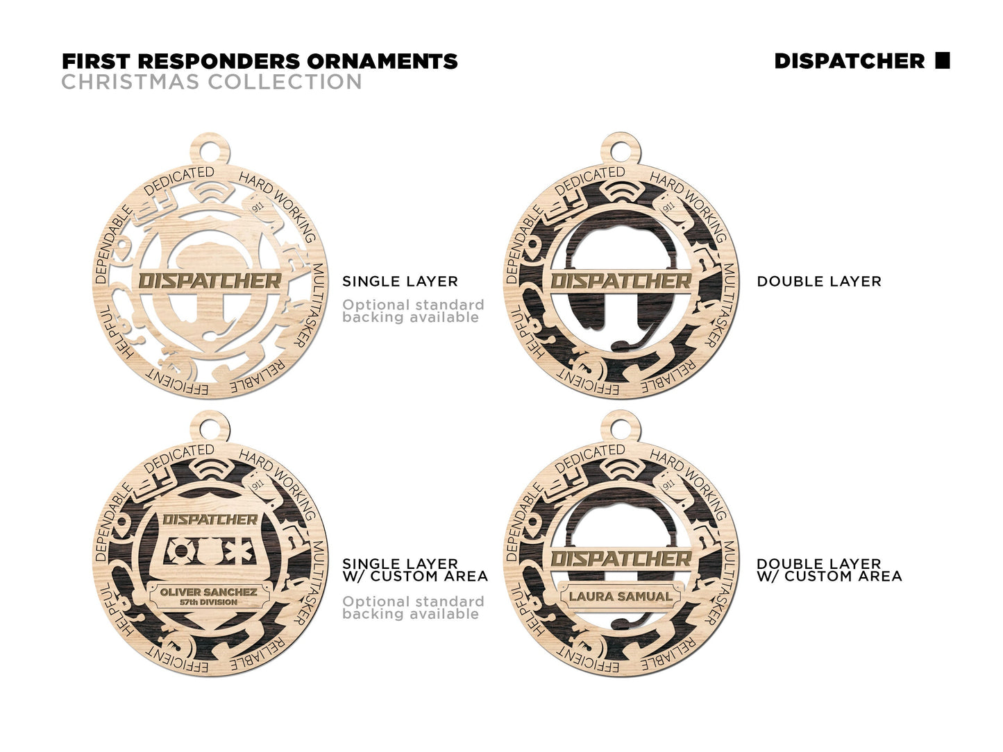 Dispatcher Ornament - emt gift, paramedic, cop, police gift, thin blue line gift, first responder, christmas ornament, firefighter gift