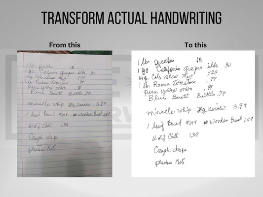 Digital Handwriting Conversion - SVG, handwriting conversion file, loved ones handwriting, for vinyl, laser engraving, digital file