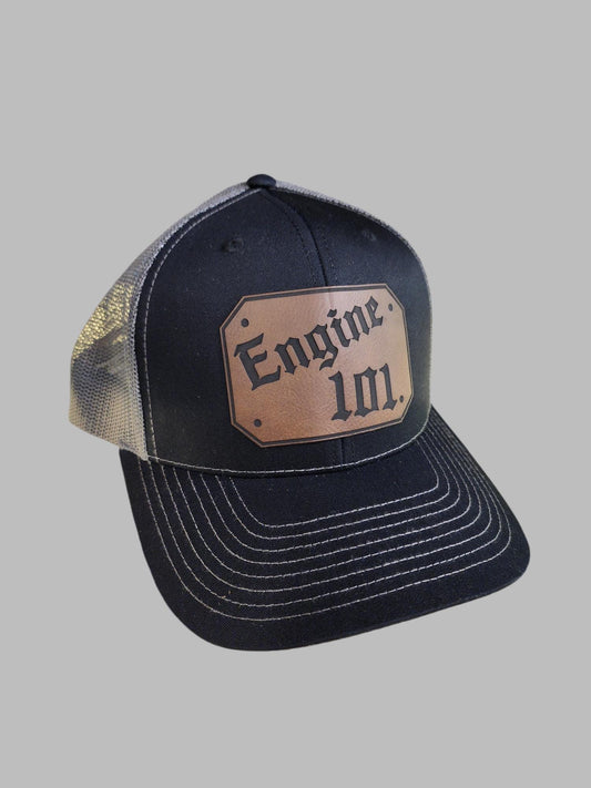 Custom Firefighter Leather Patch Hat - Richardson 112, passport, engine, ladder, fire hat