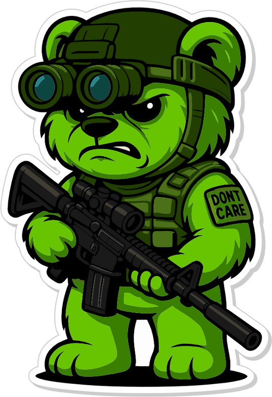 Night-Ops Bear - IDFC BEARS - 3.75" Sticker - Green
