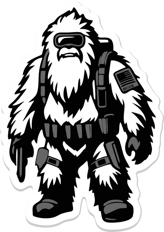 STICKER Summit Sentry: Tactical Yeti – Conquer the Peaks with Mountain Warfare Style!